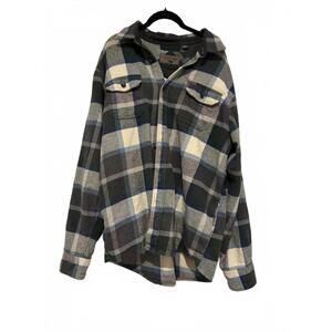 Men's Orvis flannel outdoor shirt/jacket sz XL blue and grey #997